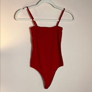 💜 Brandy Melville Red Ribbed Bodysuit | Excellent Condition | One Size